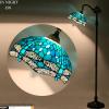 imageWERFACTORY Tiffany Floor Lamp Sea Blue Stained Glass Dragonfly Arched Lamp 12X18X64 Inches Gooseneck Adjustable Corner Standing Reading Light Decor Bedroom Living Room S622 Series