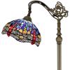 imageWERFACTORY Tiffany Floor Lamp Blue Brown Stained Glass Dragonfly Arched Lamp 12X18X64 Inch Gooseneck Adjustable Corner Standing Reading Light Decor Bedroom Living Room S688 Series B