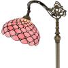 imageWERFACTORY Tiffany Floor Lamp Pink Stained Glass Pearl Bead Arched Lamp 12X18X64 Inches Gooseneck Adjustable Corner Standing Reading Light Decor Bedroom Living Room S005P Series