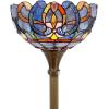 imageWERFACTORY Tiffany Floor Lamp Blue Purple Cloud Stained Glass Light 12X12X66 Inches Pole Torchiere Standing Corner Torch Uplight Decor Bedroom Living Room Home Office S558 Series Blue Purple