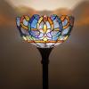 imageWERFACTORY Tiffany Floor Lamp Blue Purple Cloud Stained Glass Light 12X12X66 Inches Pole Torchiere Standing Corner Torch Uplight Decor Bedroom Living Room Home Office S558 Series Blue Purple