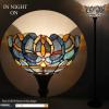 imageWERFACTORY Tiffany Floor Lamp Blue Purple Cloud Stained Glass Light 12X12X66 Inches Pole Torchiere Standing Corner Torch Uplight Decor Bedroom Living Room Home Office S558 Series Blue Purple