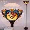 imageWERFACTORY Tiffany Floor Lamp Blue Yellow Liaison Stained Glass Light 12X12X66 Inches Torchiere Standing Corner Torch Uplight Decor Bedroom Living Room Home Office S160E Series B