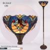 imageWERFACTORY Tiffany Floor Lamp Blue Yellow Liaison Stained Glass Light 12X12X66 Inches Torchiere Standing Corner Torch Uplight Decor Bedroom Living Room Home Office S160E Series B