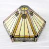 imageWERFACTORY Tiffany Floor Lamp Yellow Hexagon Stained Glass Mission Light 12X12X66 Inches Torchiere Standing Corner Torch Uplight Decor Bedroom Living Room Home Office S011 Series