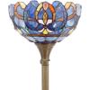 imageWERFACTORY Tiffany Floor Lamp Blue Purple Cloud Stained Glass Light 12X12X66 Inches Pole Torchiere Standing Corner Torch Uplight Decor Bedroom Living Room Home Office S558 Series Blue Purple