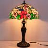 imageWERFACTORY Tiffany Lamp Stained Glass Hummingbird Style Bedside Table Lamp16X16X24 Inches Desk Reading Light Metal Base Decor Bedroom Living Room Home Office S101 Series