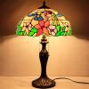 imageWERFACTORY Tiffany Lamp Stained Glass Hummingbird Style Bedside Table Lamp16X16X24 Inches Desk Reading Light Metal Base Decor Bedroom Living Room Home Office S101 Series