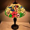 imageWERFACTORY Tiffany Lamp Stained Glass Hummingbird Style Bedside Table Lamp16X16X24 Inches Desk Reading Light Metal Base Decor Bedroom Living Room Home Office S101 Series