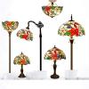 imageWERFACTORY Tiffany Lamp Stained Glass Hummingbird Style Bedside Table Lamp16X16X24 Inches Desk Reading Light Metal Base Decor Bedroom Living Room Home Office S101 Series