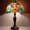 imageWERFACTORY Tiffany Lamp Stained Glass Hummingbird Style Bedside Table Lamp16X16X24 Inches Desk Reading Light Metal Base Decor Bedroom Living Room Home Office S101 Series