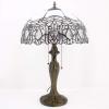 imageWERFACTORY Tiffany Style Table Lamp White Stained Glass Crystal Bedside Lamp 16X16X24 Inch Desk Reading Light Metal Base Decor Bedroom Living Room Home Office S508W Series