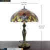 imageWERFACTORY Tiffany Table Lamp Red Liaison Stained Glass Style Bedside Lamp 16X16X24 Inches Antique Desk Reading Light Metal Base Decor Bedroom Living Room Home Office S160R Series