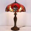 imageWERFACTORY Tiffany Table Lamp Red Liaison Stained Glass Style Bedside Lamp 16X16X24 Inches Antique Desk Reading Light Metal Base Decor Bedroom Living Room Home Office S160R Series