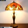 imageWERFACTORY Tiffany Table Lamp Red Liaison Stained Glass Style Bedside Lamp 16X16X24 Inches Antique Desk Reading Light Metal Base Decor Bedroom Living Room Home Office S160R Series