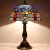 imageWERFACTORY Tiffany Lamp Blue Red Stained Glass Dragonfly Style Bedside Table Lamp Desk Reading Light 12X12X18 Inches Decor Nightstand Bedroom Living Room Home Office S688 Series