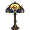 imageWERFACTORY Tiffany Style Lamp Stained Glass Bedside Table Lamp Blue Yellow Liaison Reading Desk Light 12X12X18 Inches Decor Bedroom Living Room Home Office S160E Series