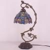 imageWERFACTORY Tiffany Lamp Blue Stained Glass Dragonfly Table Lamp Metal Leaf Desk Reading Light 8X10X21 Inches Decor Small Space Bedroom Home Office S631 Series