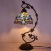 imageWERFACTORY Tiffany Lamp Blue Stained Glass Dragonfly Table Lamp Metal Leaf Desk Reading Light 8X10X21 Inches Decor Small Space Bedroom Home Office S631 Series