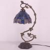 imageWERFACTORY Tiffany Lamp Blue Stained Glass Dragonfly Table Lamp Metal Leaf Desk Reading Light 8X10X21 Inches Decor Small Space Bedroom Home Office S631 Series