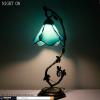 imageWERFACTORY Tiffany Lamp Blue Stained Glass Table Lamp Metal Leaf Table Desk Reading Light 8X10X21 Inches Decor Small Space Bedroom Home Office S701 Series