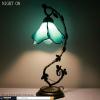 imageWERFACTORY Tiffany Lamp Blue Stained Glass Table Lamp Metal Leaf Table Desk Reading Light 8X10X21 Inches Decor Small Space Bedroom Home Office S701 Series