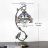 imageWERFACTORY Tiffany Lamp Stained Glass Table Lamp Blue Yellow Dragonfly Style Desk Light Metal Leaf Base 8X10X21 Inches Decor Small Space Bedroom Home Office S128 Series