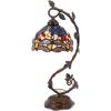 imageWERFACTORY Tiffany Lamp Stained Glass Table Lamp Blue Yellow Dragonfly Style Desk Light Metal Leaf Base 8X10X21 Inches Decor Small Space Bedroom Home Office S128 Series