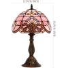 imageWERFACTORY Tiffany Lamp Stained Glass Table Lamp 12X12X18 Inch Pink Baroque Style Lavender Bedside Reading Desk Light Decor Bedroom Living Room Home Office S003P Series
