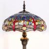 imageWERFACTORY Tiffany Floor Lamp Dragonfly Blue Brown Stained Glass Standing Reading Light 16X16X64 Inches Antique Pole Corner Lamp Decor Bedroom Living Room Home Office S688 Series