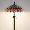 imageWERFACTORY Tiffany Floor Lamp Dragonfly Blue Brown Stained Glass Standing Reading Light 16X16X64 Inches Antique Pole Corner Lamp Decor Bedroom Living Room Home Office S688 Series