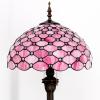 imageWERFACTORY Tiffany Floor Lamp Pink Stained Glass Bead Standing Reading Light 16X16X64 Inches Antique Pole Corner Lamp Decor Bedroom Living Room Home Office S005P Series