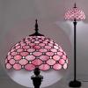 imageWERFACTORY Tiffany Floor Lamp Pink Stained Glass Bead Standing Reading Light 16X16X64 Inches Antique Pole Corner Lamp Decor Bedroom Living Room Home Office S005P Series