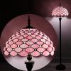 imageWERFACTORY Tiffany Floor Lamp Pink Stained Glass Bead Standing Reading Light 16X16X64 Inches Antique Pole Corner Lamp Decor Bedroom Living Room Home Office S005P Series