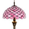 imageWERFACTORY Tiffany Floor Lamp Pink Stained Glass Bead Standing Reading Light 16X16X64 Inches Antique Pole Corner Lamp Decor Bedroom Living Room Home Office S005P Series