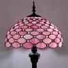 imageWERFACTORY Tiffany Floor Lamp Pink Stained Glass Bead Standing Reading Light 16X16X64 Inches Antique Pole Corner Lamp Decor Bedroom Living Room Home Office S005P Series
