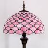 imageWERFACTORY Tiffany Floor Lamp Pink Stained Glass Bead Standing Reading Light 16X16X64 Inches Antique Pole Corner Lamp Decor Bedroom Living Room Home Office S005P Series