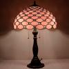 imageWERFACTORY Tiffany Table Lamp Stained Glass Bedside Lamp 16X16X24 Inches Pink Pearl Bead Desk Reading Light Resin Base Decor Bedroom Living Room Home Office S005P Series Pink BeadPink Pearl Bead S005P Series