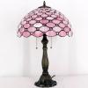 imageWERFACTORY Tiffany Table Lamp Stained Glass Bedside Lamp 16X16X24 Inches Pink Pearl Bead Desk Reading Light Resin Base Decor Bedroom Living Room Home Office S005P Series Pink BeadPink Pearl Bead S005P Series