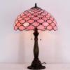 imageWERFACTORY Tiffany Table Lamp Stained Glass Bedside Lamp 16X16X24 Inches Pink Pearl Bead Desk Reading Light Resin Base Decor Bedroom Living Room Home Office S005P Series Pink BeadPink Pearl Bead S005P Series
