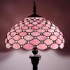 imageWERFACTORY Tiffany Floor Lamp Pink Stained Glass Bead Standing Reading Light 16X16X64 Inches Antique Pole Corner Lamp Decor Bedroom Living Room Home Office S005P Series