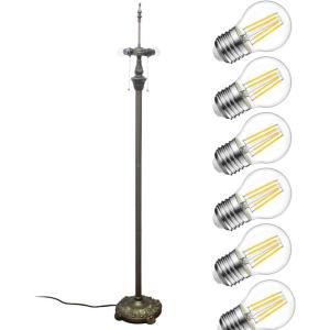 imageWERFACTORY Tiffany Floor Lamp Base Only WIith 6pcs Bulb for 1624 Inch Stained Glass Lampshade Height 64 Inch Bronze Finished Resin Base Antique Standing Lighting Base Replacement Only Wide 11 Inch