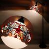 imageWERFACTORY Tiffany Floor Lamp Blue Pink Stained Glass Arched Lamp 12X18X64 Inches Gooseneck Adjustable Corner Standing Reading Light Decor Bedroom Living Room S830B Series