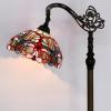 imageWERFACTORY Tiffany Floor Lamp Blue Pink Stained Glass Arched Lamp 12X18X64 Inches Gooseneck Adjustable Corner Standing Reading Light Decor Bedroom Living Room S830B Series