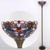 imageWERFACTORY Tiffany Floor Lamp Blue Pink Stained Glass Light 12X12X71 Inches Pole Torchiere Standing Corner Torch Uplight Decor Bedroom Living Room Home Office S830B Series