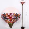 imageWERFACTORY Tiffany Floor Lamp Blue Pink Stained Glass Light 12X12X71 Inches Pole Torchiere Standing Corner Torch Uplight Decor Bedroom Living Room Home Office S830B Series