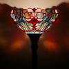 imageWERFACTORY Tiffany Floor Lamp Blue Pink Stained Glass Light 12X12X71 Inches Pole Torchiere Standing Corner Torch Uplight Decor Bedroom Living Room Home Office S830B Series