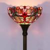 imageWERFACTORY Tiffany Floor Lamp Blue Pink Stained Glass Light 12X12X71 Inches Pole Torchiere Standing Corner Torch Uplight Decor Bedroom Living Room Home Office S830B Series