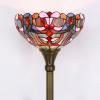 imageWERFACTORY Tiffany Floor Lamp Blue Pink Stained Glass Light 12X12X71 Inches Pole Torchiere Standing Corner Torch Uplight Decor Bedroom Living Room Home Office S830B Series