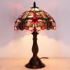 imageWERFACTORY Tiffany Lamp Blue Pink Stained Glass Table Lamp Reading Light 12X12X18 Inches Decor Bedroom Living Room Home Office S830B Series